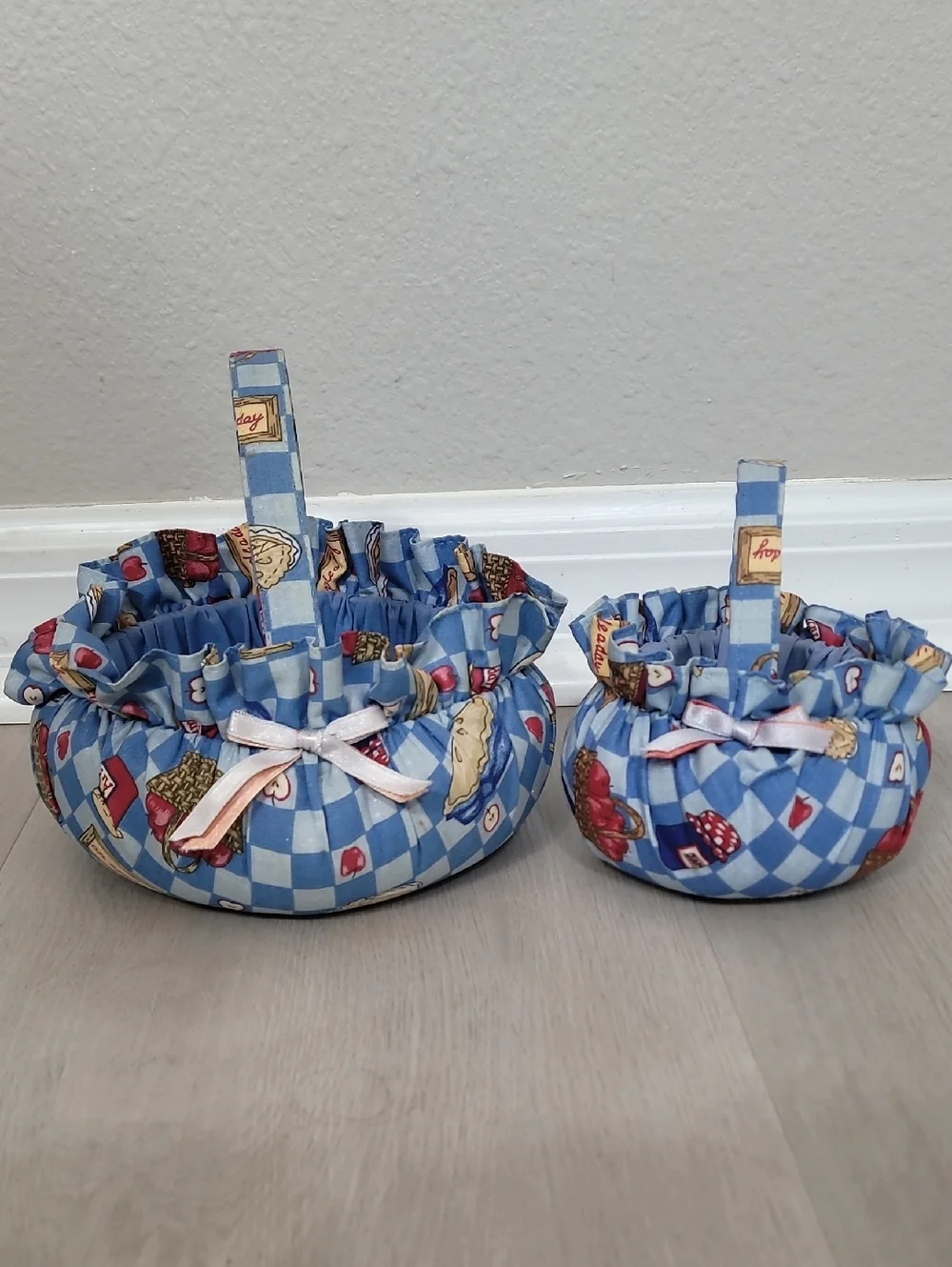 Vintage Apple Fabric Basket Set Cottagecore Teacher Gift Apple Pie Decor
